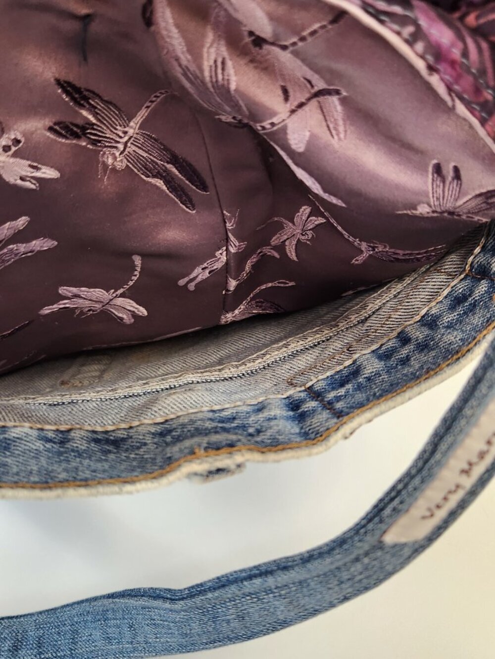 Handmade boho Denim Wrangler Jean Purse Crossbody Very Mary Designs - Picture 7 of 12